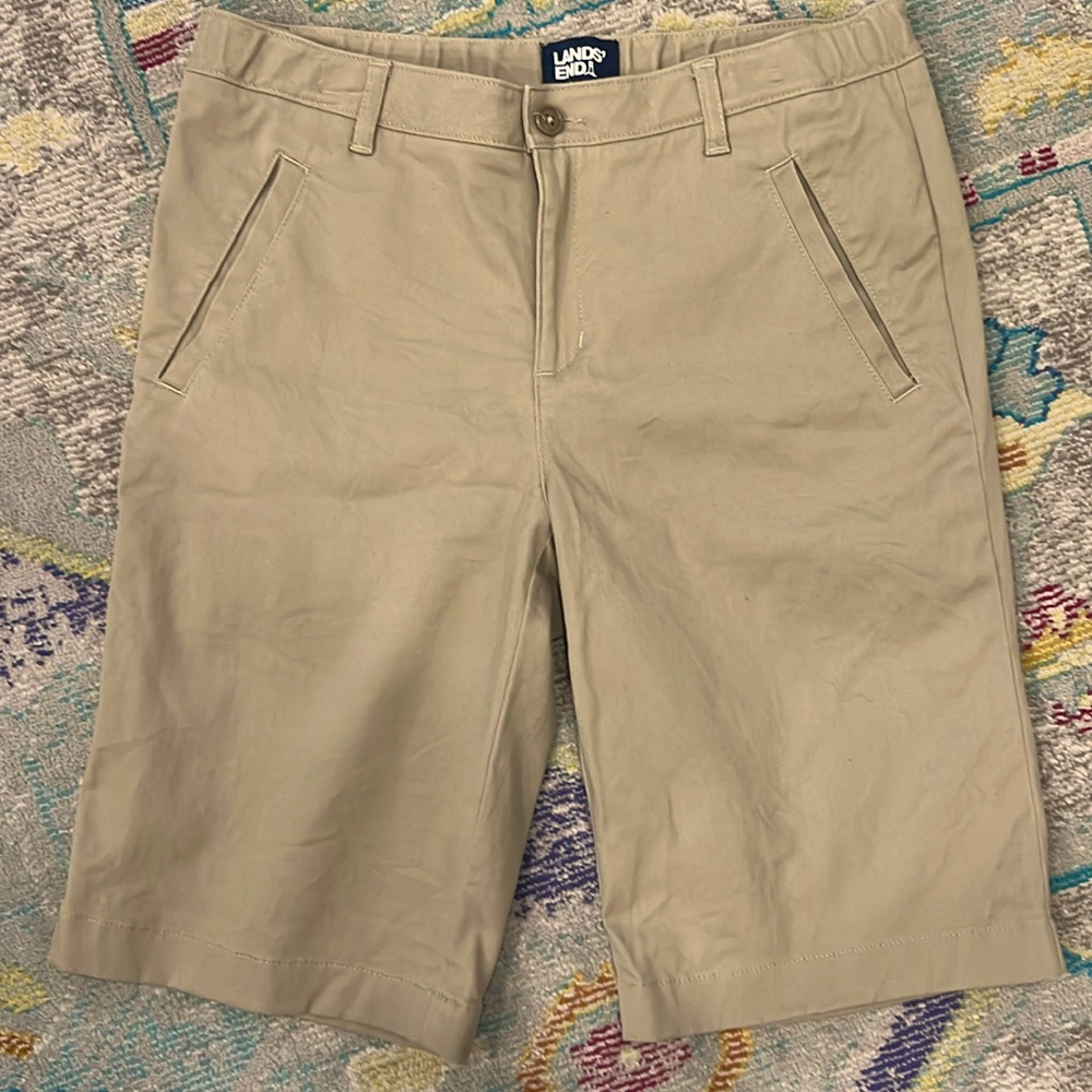 New!! Lands’End Uniform Shorts. Size 16 Khaki. Adjustable waist and 4 pockets.